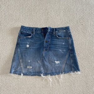Free People Ripped Denim Shirt